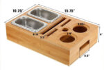 Addreen Double-Tier Bamboo Couch Armrest Tray Home Organizer Bar Box Console Cup Holder Buddy Snack Tray for Sofa Use - Image 2