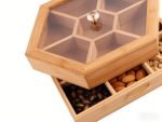 Addreen Eco-Friendly Bamboo Compartment Box Multi-Purpose Jewelry & Snack Storage Organizer with Clear Lid - Image 3