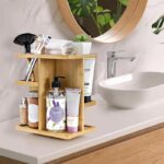 Addreen Eco-Friendly Bamboo Rotating Makeup Organizer Bamboo Skincare Cosmetic and Vanity Carousel for Bedroom Bathroom - Image 3