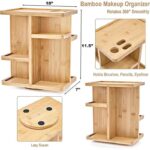 Addreen Eco-Friendly Bamboo Rotating Makeup Organizer Bamboo Skincare Cosmetic and Vanity Carousel for Bedroom Bathroom - Image 4