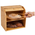 Addreen Eco-Friendly Super Large Storage Bamboo Double Bread Cake Box Multifunction Wooden Shelf for Kitchen Countertop