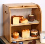 Addreen Eco-Friendly Super Large Storage Bamboo Double Bread Cake Box Multifunction Wooden Shelf for Kitchen Countertop - Image 2