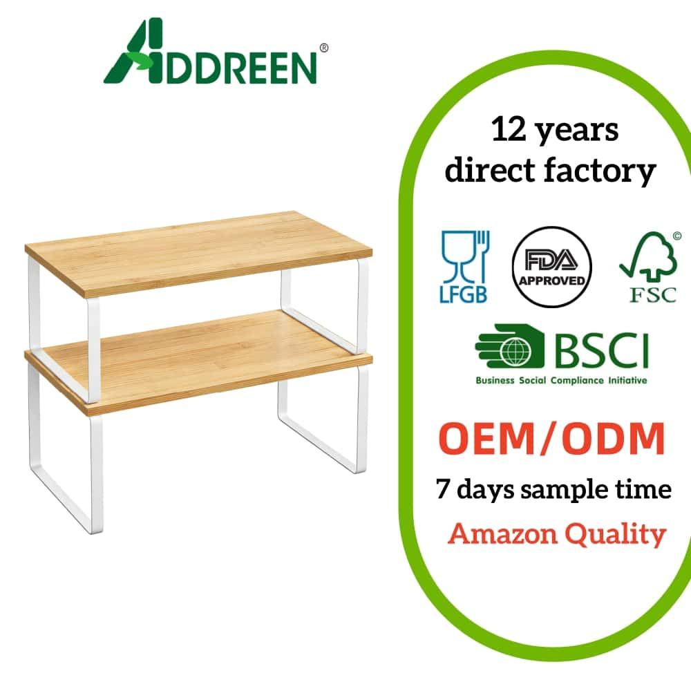 Addreen Expandable Stackable Bamboo Spice Rack, 2 Tier Modern Wood Kitchen Cabinet and Counter Shelf Organizer01 Addreen Expandable Stackable Bamboo Spice Rack, 2 Tier Modern Wood Kitchen Cabinet and Counter Shelf Organizer - Image 1