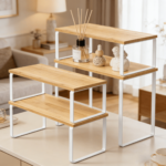 Addreen Expandable Stackable Bamboo Spice Rack, 2 Tier Modern Wood Kitchen Cabinet and Counter Shelf Organizer - Image 4
