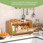Addreen Farmhouse Bamboo Bread Box With Clear Acrylic Window Waterproof Airtight Easy Clean Corner Design Kitchen Countertop - Image 2