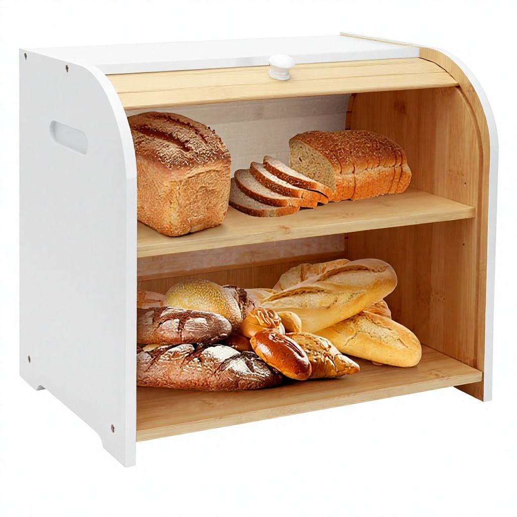 Addreen High Quality Bamboo Roll-Top Double-Layer Eco-Friendly Modern 2-Compartment High Capacity Food Grade Bread Storage01 Addreen High Quality Bamboo Roll-Top Double-Layer Eco-Friendly Modern 2-Compartment High Capacity Food Grade Bread Storage - Image 1