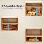 Addreen High Quality Bamboo Roll-Top Double-Layer Eco-Friendly Modern 2-Compartment High Capacity Food Grade Bread Storage - Image 3