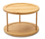 Addreen High Quality Multi-Function 2 Tier Bamboo Rotating Organizer Kitchen Rotating Spice Rack