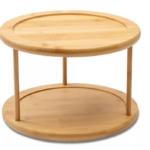 Addreen High Quality Multi-Function 2 Tier Bamboo Rotating Organizer Kitchen Rotating Spice Rack
