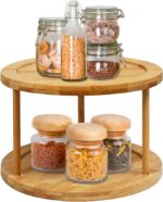 Addreen High Quality Multi-Function 2 Tier Bamboo Rotating Organizer Kitchen Rotating Spice Rack - Image 2