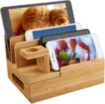Addreen Hot Sale Addreen Home Office Bamboo Charging Rack Storage Box Mobile Phone Watch Storage Rack Organizer - Image 2
