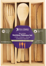 Addreen Hot Sale Perennial Bamboo Reusable Travel Utensils Bamboo 12-Piece Reusable Bamboo Flatware Set - Image 2