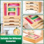 Addreen Hot Selling Bamboo Ziplock Bag Storage Organizer for Drawer 6 in 1 Plastic Wrap Dispenser Cutter - Image 3