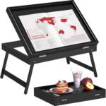 Addreen Hot Selling Black Folding Legs Bed Tray Table Eco-Friendly Bamboo Breakfast Snack Tray with Lap Desks Serving Tray - Image 2
