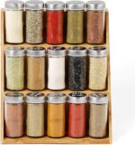Addreen Kitchen Folding Bamboo Wood Three-Layer Modern Spice Rack Organizer with Caster - Image 2