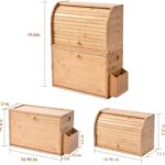 Addreen Large Bamboo Bread Bin Flexible Sliding Door Eco-Friendly Storage Box for Kitchen Restaurant Easy Open Handle Food Use