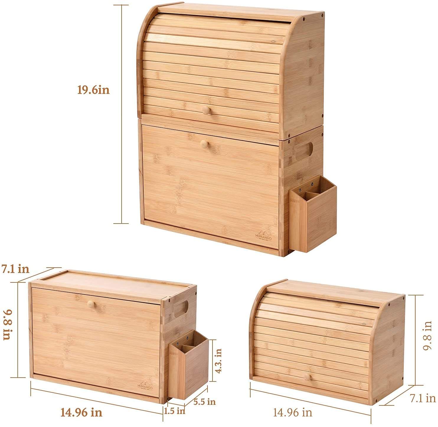 Addreen Large Bamboo Bread Bin Flexible Sliding Door Eco-Friendly Storage Box for Kitchen Restaurant Easy Open Handle Food Use01 Addreen Large Bamboo Bread Bin Flexible Sliding Door Eco-Friendly Storage Box for Kitchen Restaurant Easy Open Handle Food Use - Image 1