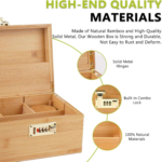 Addreen Large Bamboo Storage Lock Box With Combination Lock Great Home Gift Decorative Stash Box Lighters Smoking Accessories - Image 4