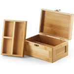 Addreen Large Bamboo Wooden Rolling Tray Combo Removable Divider Rectangle Stash Box for Organising Herbs Accessories Jewelry Storage - Image 3
