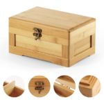 Addreen Large Bamboo Wooden Rolling Tray Combo Removable Divider Rectangle Stash Box for Organising Herbs Accessories Jewelry Storage - Image 5