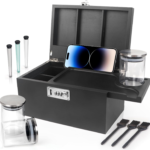 Addreen Large Black Bamboo Stash Box Combination Lock Detachable Compartment Great Gift Choice Lighters Smoking Accessories