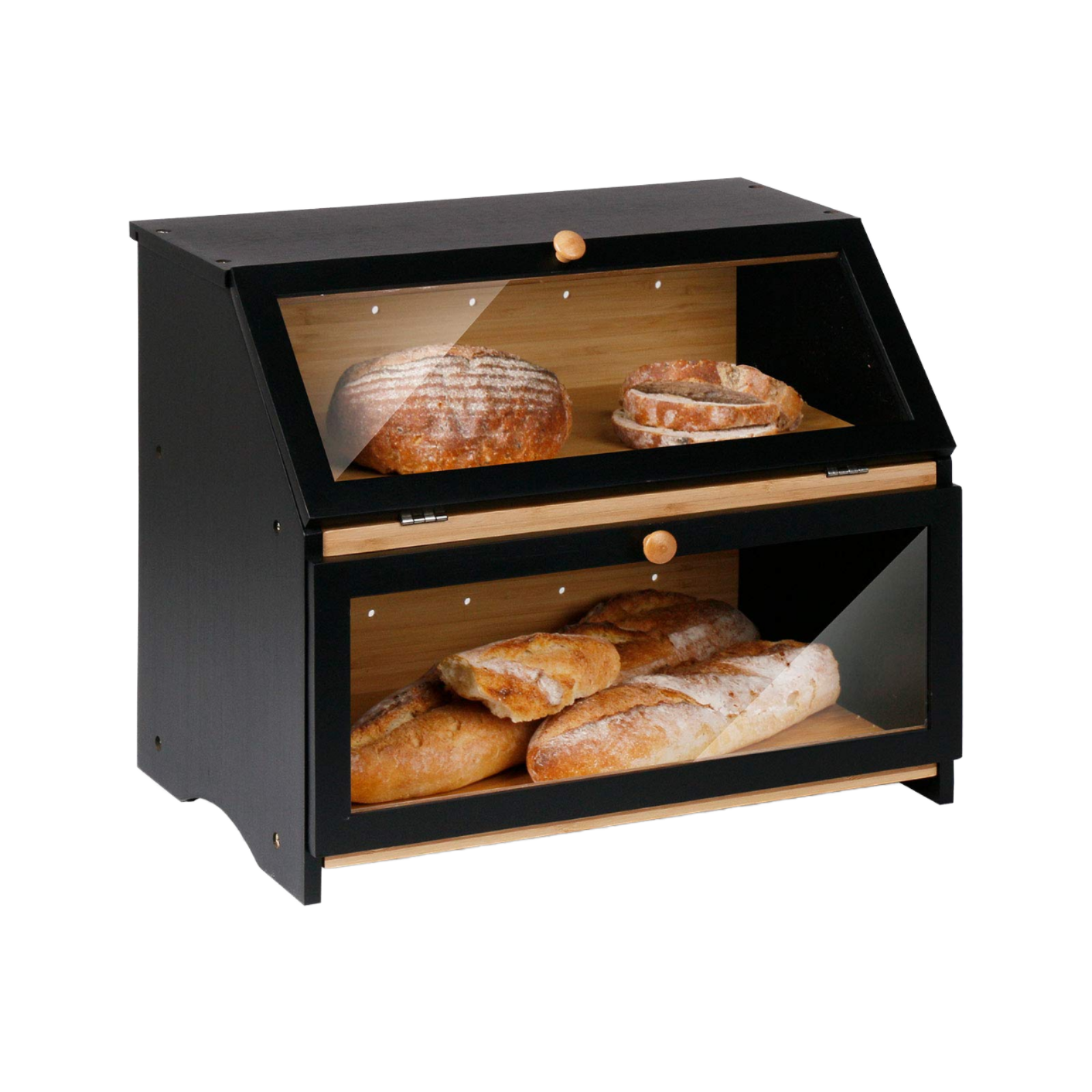 Addreen Large Black Farmhouse Wood Kitchen Counter Cabinet Organizer Home-Made Bread Storage Container Pantry Rectangle Food01 Addreen Large Black Farmhouse Wood Kitchen Counter Cabinet Organizer Home-Made Bread Storage Container Pantry Rectangle Food - Image 1