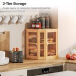 Addreen Large Black Farmhouse Wood Kitchen Counter Cabinet Organizer Home-Made Bread Storage Container Pantry Rectangle Food - Image 2