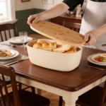 Addreen Large Capacity Bread Box with Bamboo Cutting Board Lid Airtight Bread Storage Container for Kitchen Countertop
