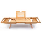 Addreen Luxurious Eco-Friendly Bamboo Bath Tray Bathtub Caddy with Foldable Legs Storage Rack Customized Size & Custom Logo