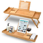 Addreen Luxurious Eco-Friendly Bamboo Bath Tray Bathtub Caddy with Foldable Legs Storage Rack Customized Size & Custom Logo - Image 2
