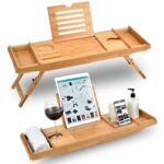 Addreen Luxurious Eco-Friendly Bamboo Bath Tray Bathtub Caddy with Foldable Legs Storage Rack Customized Size & Custom Logo - Image 3
