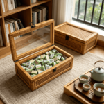Addreen Luxury Hand Woven Rattan Storage Box With Clear Glass Lid Dustproof Durable Eco Friendly Container - Image 2