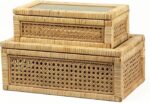 Addreen Luxury Hand Woven Rattan Storage Box With Clear Glass Lid Dustproof Durable Eco Friendly Container - Image 3