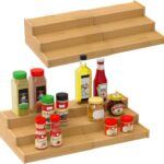 Addreen MillTu Bamboo Spice Rack Organizer for Cabinet 3 Tier Countertop Step Spice Shelf for Kitchen Storage and Organizer - Image 2