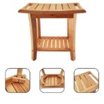 Addreen Modern 2-Tier Bamboo Bathroom Shower Bench Stool Chair Beautiful Corner Accessible Set - Image 2