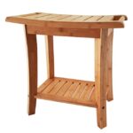 Addreen Modern 2-Tier Bamboo Bathroom Shower Bench Stool Chair Beautiful Corner Accessible Set - Image 4