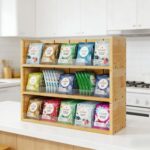 Addreen Modern 3 Tier Natural Bamboo Tea Bag Organizer - Multi-Functional Storage Box