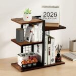 Addreen Modern 3 Tier Wood Desk Bookshelf Adjustable and Durable Design Compact Vertical Storage Organizer Perfect