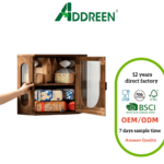 Addreen Modern Corner Bread Box Bamboo Double Layer Detachable Adjustable Large Capacity 5kg Kitchen Food Storage Container Case