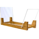 Addreen Modern Simple Bamboo Wood Vinyl Record Display Rack Save Space High Quality Bamboo and Acrylic Board Storage Holder Rack