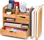 Addreen Multi-compartment Natural Bamboo Caddy for Desktop Organizer - Image 2