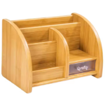 Addreen Multifunction Mini Bamboo Desk Drawer Tabletop Office Storage Bamboo Desktop Storage Organizers With Drawer and Shelf