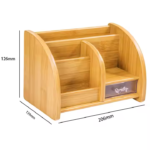 Addreen Multifunction Mini Bamboo Desk Drawer Tabletop Office Storage Bamboo Desktop Storage Organizers With Drawer and Shelf - Image 2
