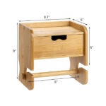 Addreen Multifunctional Bamboo Toilet Paper Holder Stand Bathroom Wall Mounted Bamboo Towel Rack Toilet Tissue Roll Holder - Image 3