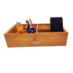 Addreen Natural Bamboo Wood Bathroom Countertop Makeup Storage Office Accessory Tray Organizer - Image 3