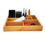 Addreen Natural Bamboo Wood Bathroom Countertop Makeup Storage Office Accessory Tray Organizer - Image 4