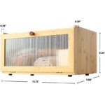 Addreen Natural Wood Bamboo Bread Box for Kitchen Large Capacity Loaf Bread Storage Container Bin With Stacking Function