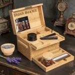 Addreen Premium Bamboo Stash Box with Sliding Rolling Tray, Lockable Storage Box with Airtight Jars, Herb Grinder and Brush - Image 2
