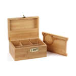 Addreen Premium Durable Two-Layer Bamboo Wooden Stash Box Portable Square Modern Design With Lock for Stylish Gift Packaging