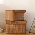 Addreen Set 3 Handmade Natural Baskets for Home Decor and Bathroom Storage with Bamboo Lids Good Selling Affordable